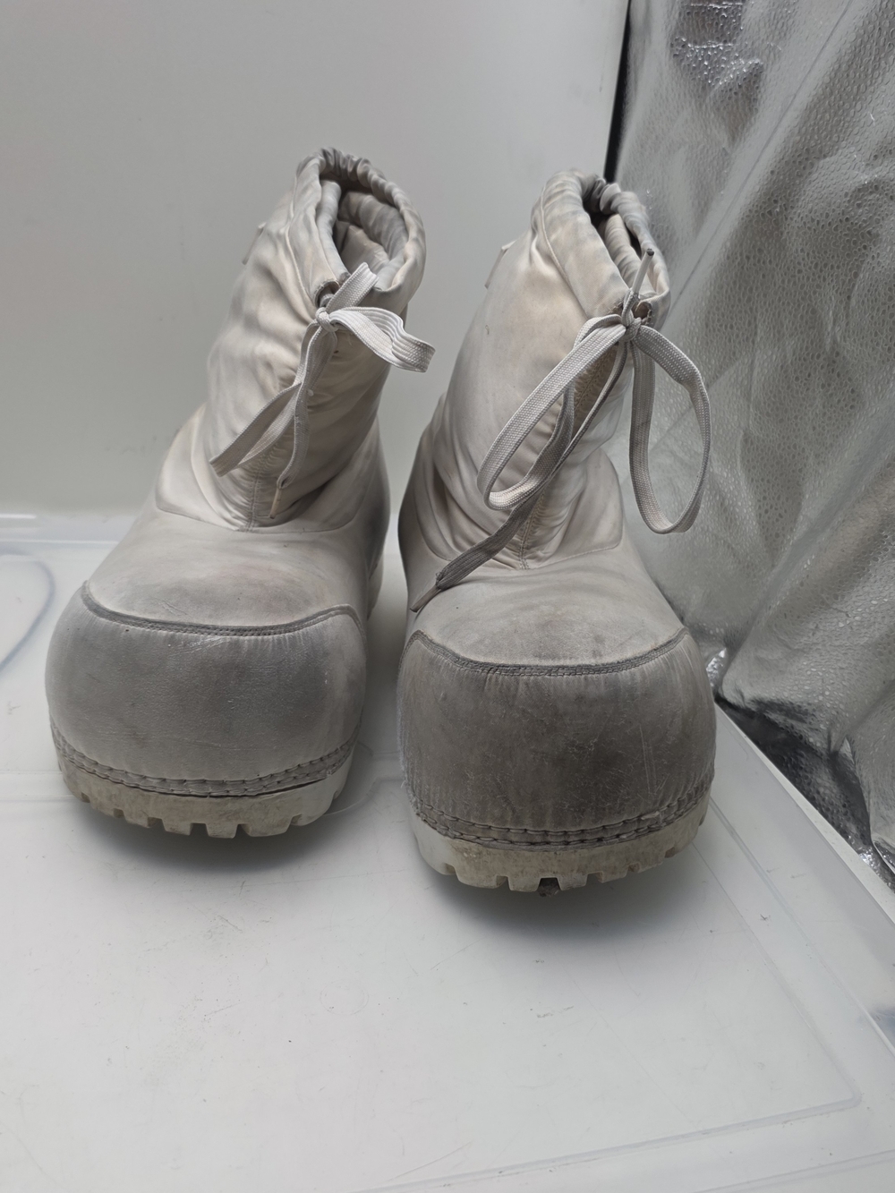 Balenciaga Women’s Chunky Platform Ankle Boots in Light Gray